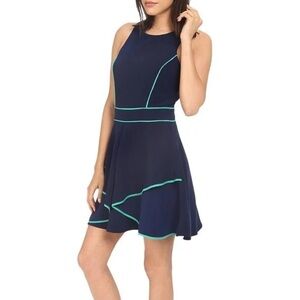 Adelyn Rae women's S Piped Crepe Fit & Flare sleeveless babydoll dress formal